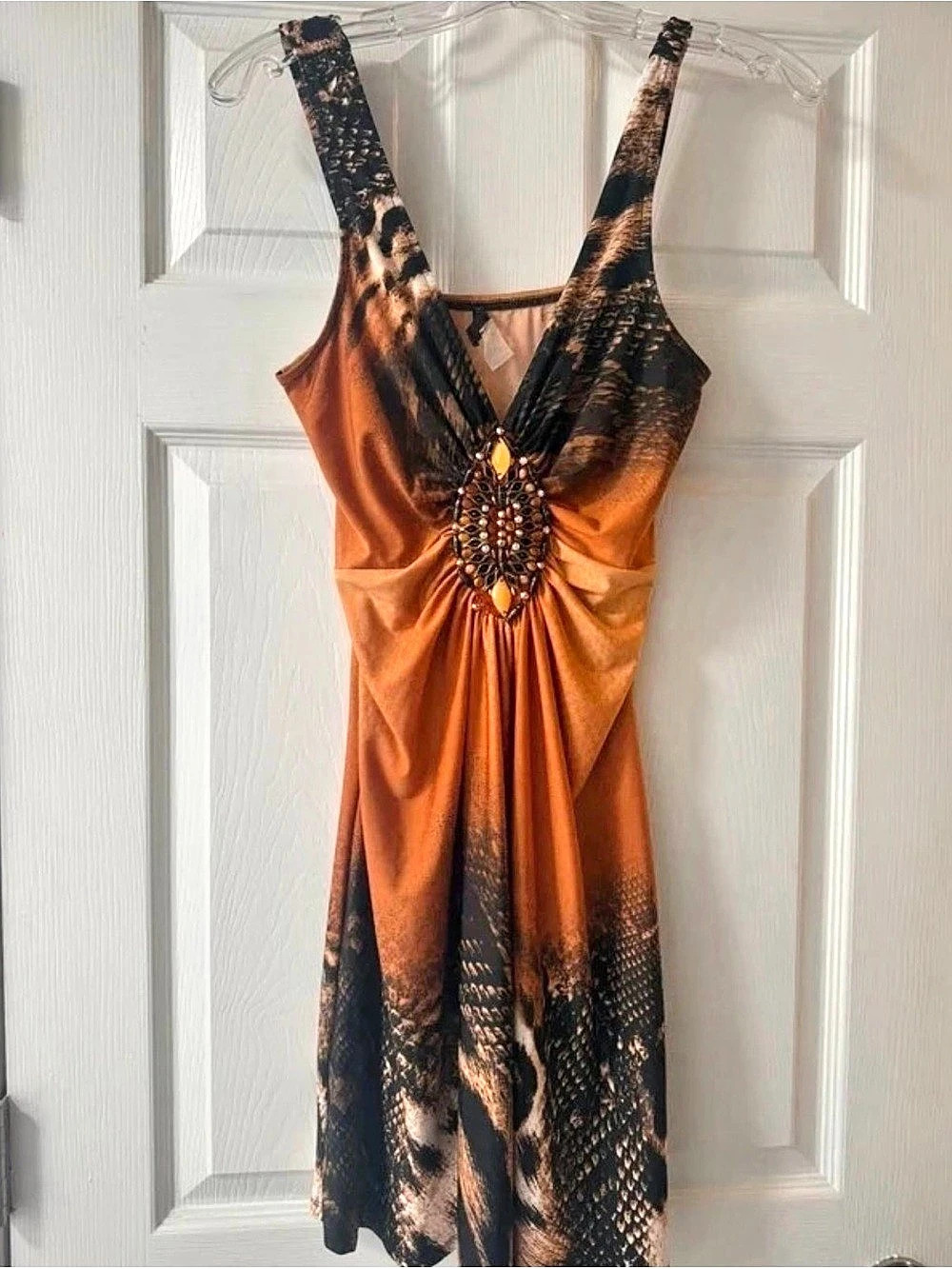 VENUS Animal Print Maxi Dress in Orange & Black Size Small